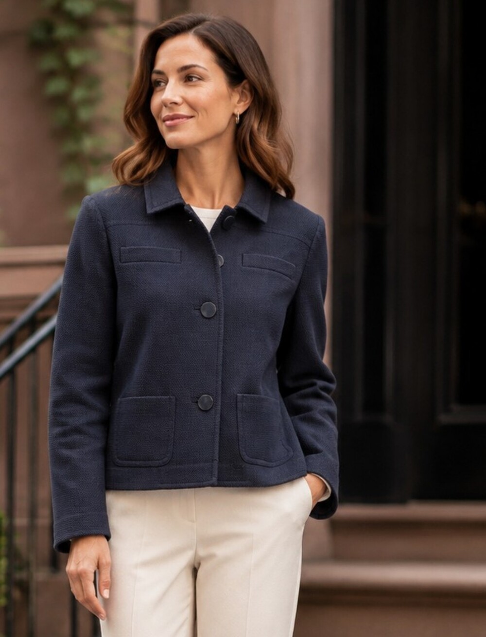 Brooks Brothers Navy Textured Cotton Jacket Sz 4 Preppy Classic Quite Luxury